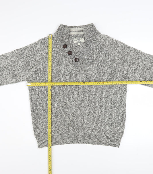 Next Men Grey Henley Jumper M Chunky Knit Wool Blend