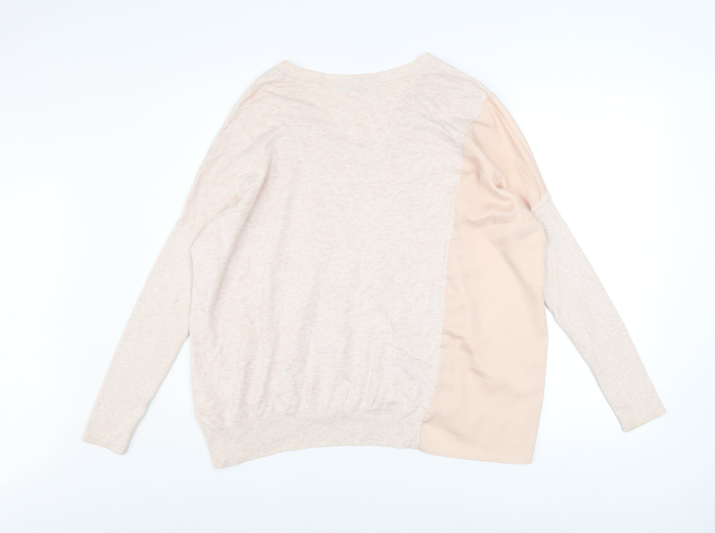 AllSaints Women's Beige V-Neck Pullover Jumper Size S Cotton Viscose Blend