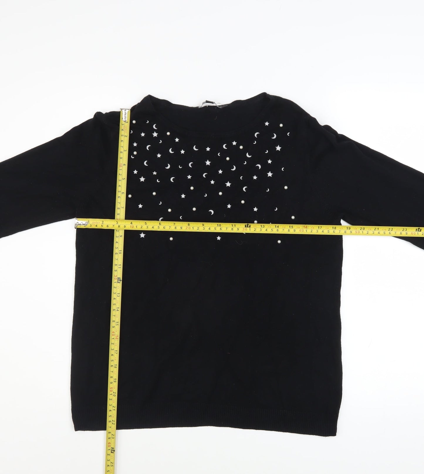 Love Knitwear Women's Black Embellished Star Jumper Size 14