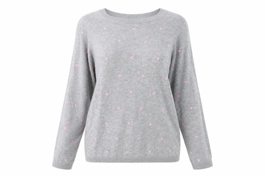 Vero Moda Womens Grey Heart Knit Pullover Jumper Size L