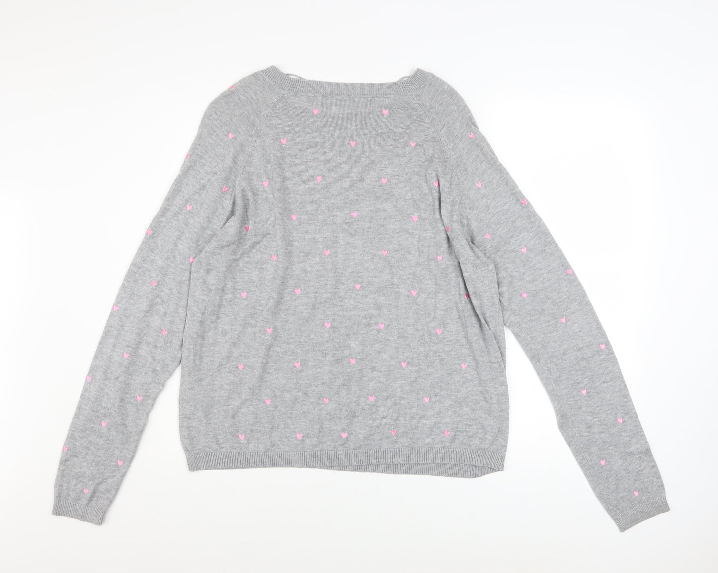 Vero Moda Womens Grey Heart Knit Pullover Jumper Size L