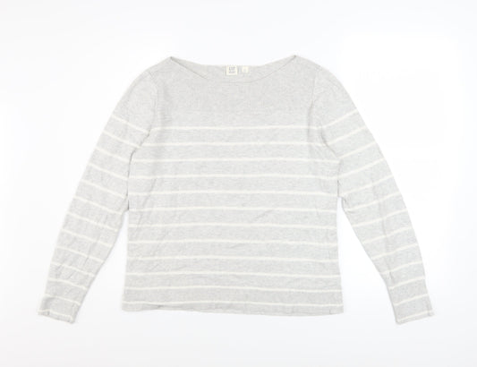 GAP Women’s Grey Striped Cotton Knit Pullover Jumper Size M