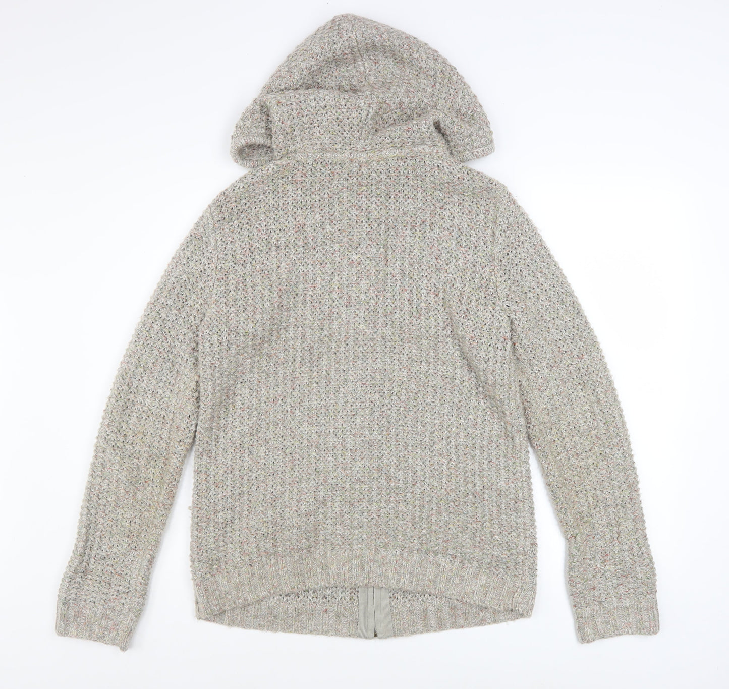 FatFace Women Beige Knit Hooded Full Zip Jacket Size 12