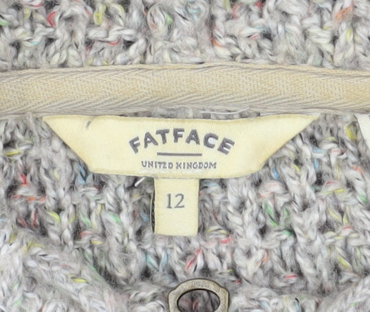 FatFace Women Beige Knit Hooded Full Zip Jacket Size 12