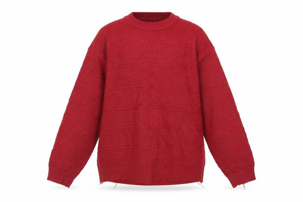 Marks and Spencer Men’s Red Knit Acrylic Jumper S Crew Neck Vintage