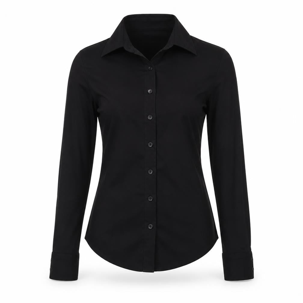 Zara Womens Black Button-Up Long Sleeve Collared Shirt Size S