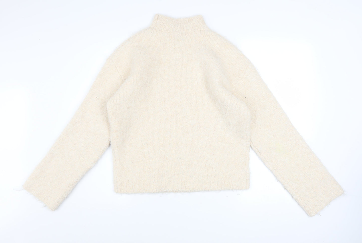 River Island Women's Beige Mock Neck Knit Jumper Size M