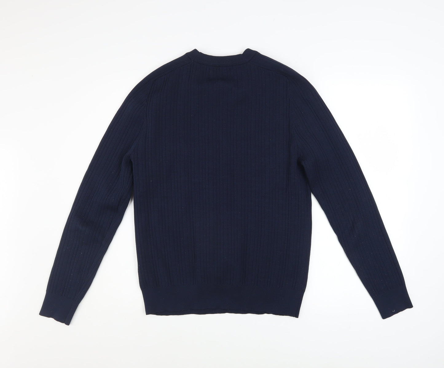 River Island Men’s Blue Cotton Blend Long Sleeve Crew Neck Jumper Size L