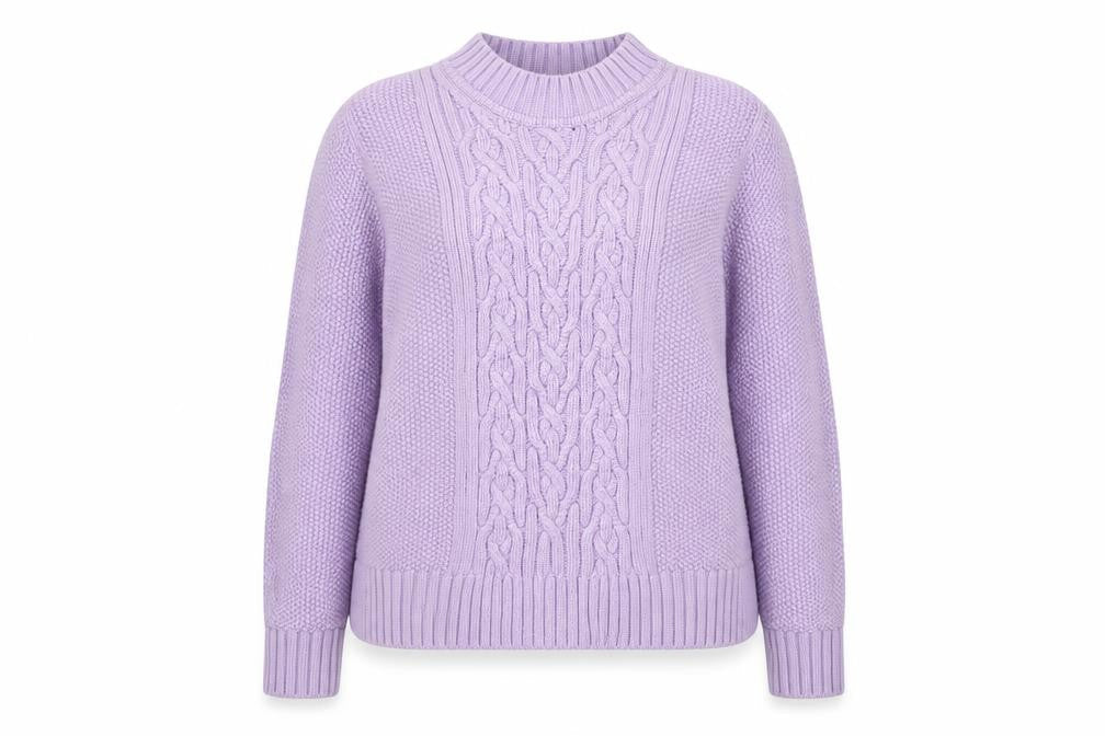 Marks and Spencer Women’s Purple Cable Knit Mock Neck Jumper Size 18