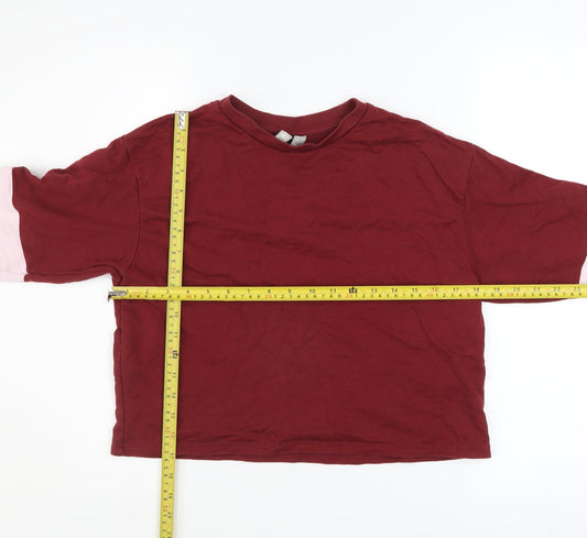 ASOS Women Burgundy Colourblock Long Sleeve Pullover Sweatshirt UK 8