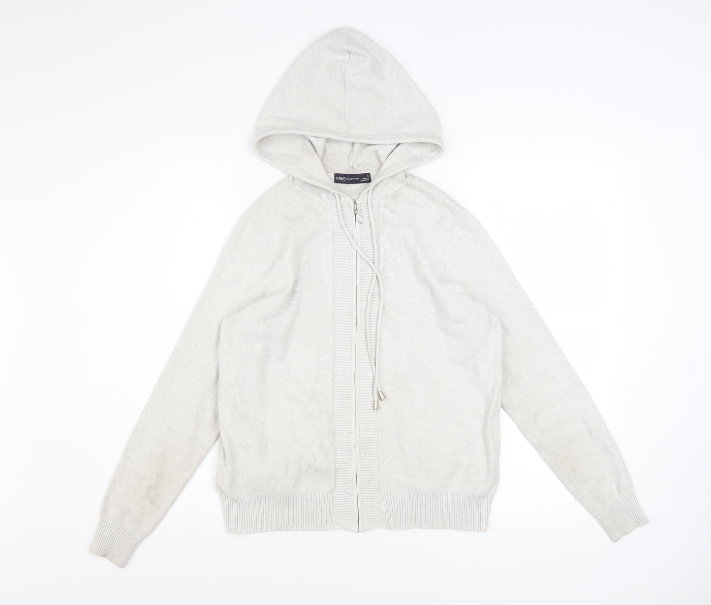 Marks and Spencer Women’s Light Grey Hooded Zip Jacket Size S Regular Fit