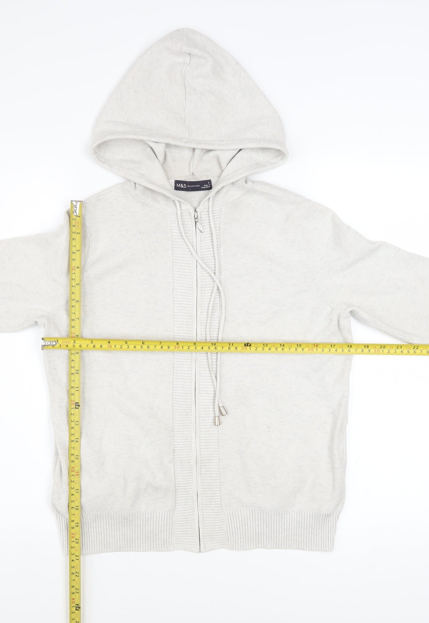 Marks and Spencer Women’s Light Grey Hooded Zip Jacket Size S Regular Fit