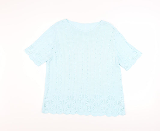 Marks and Spencer Women Blue Knit Short Sleeve Acrylic Top Size 16