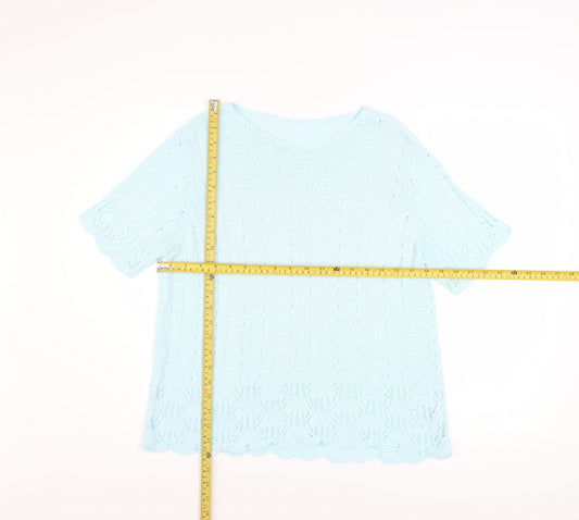 Marks and Spencer Women Blue Knit Short Sleeve Acrylic Top Size 16