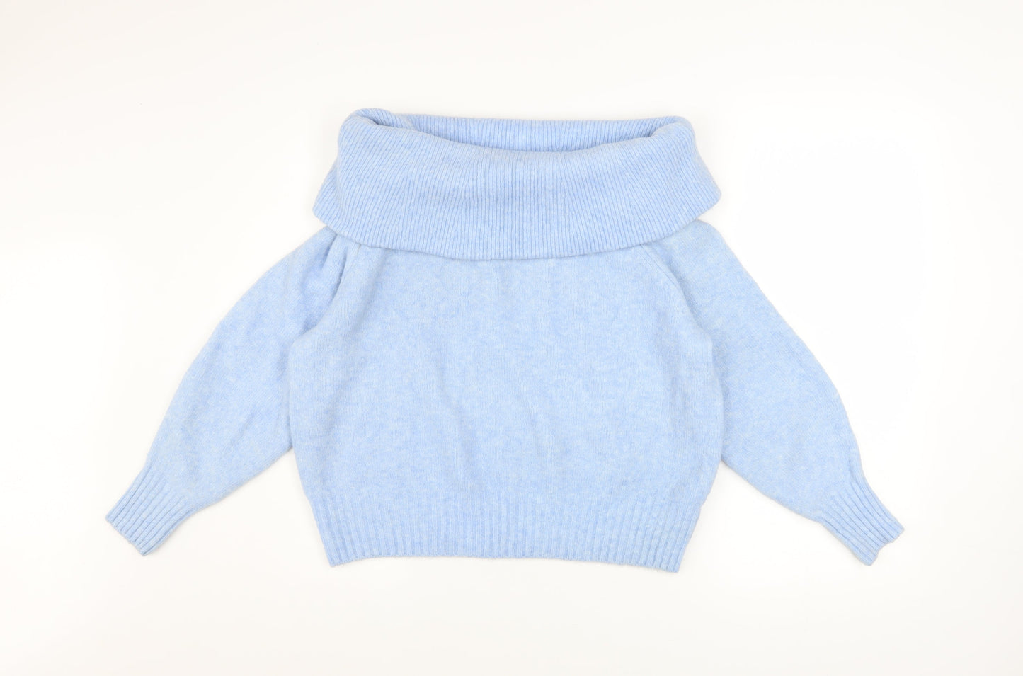 H&M Women’s Blue Cowl Neck Long Sleeve Knit Pullover Jumper Size XS