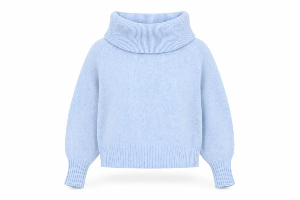 H&M Women’s Blue Cowl Neck Long Sleeve Knit Pullover Jumper Size XS