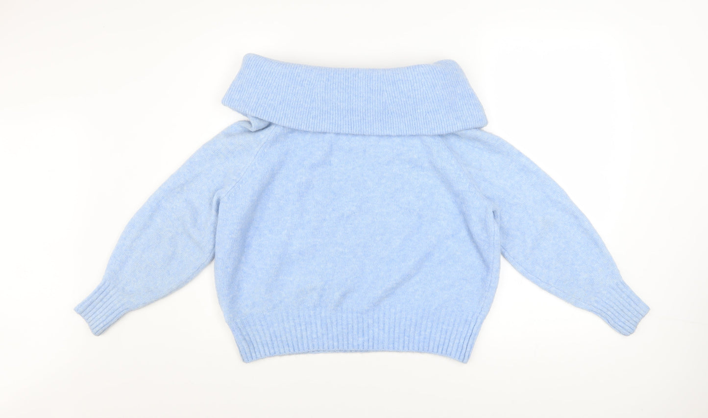 H&M Women’s Blue Cowl Neck Long Sleeve Knit Pullover Jumper Size XS
