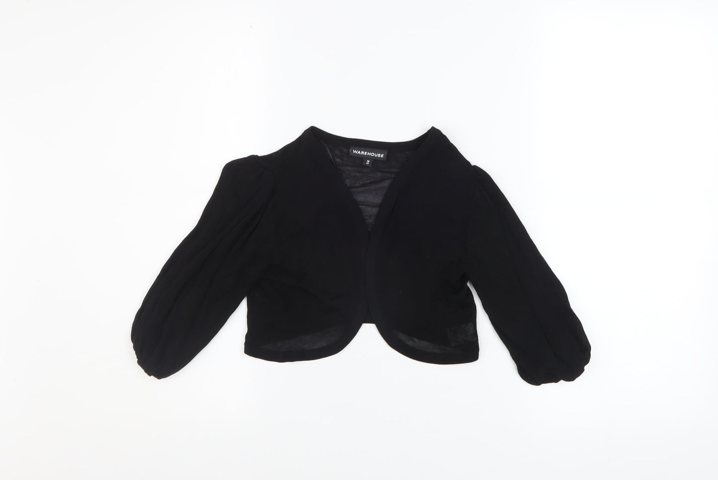 Warehouse Women's Black V-Neck Shrug Size 10 Classic Knit