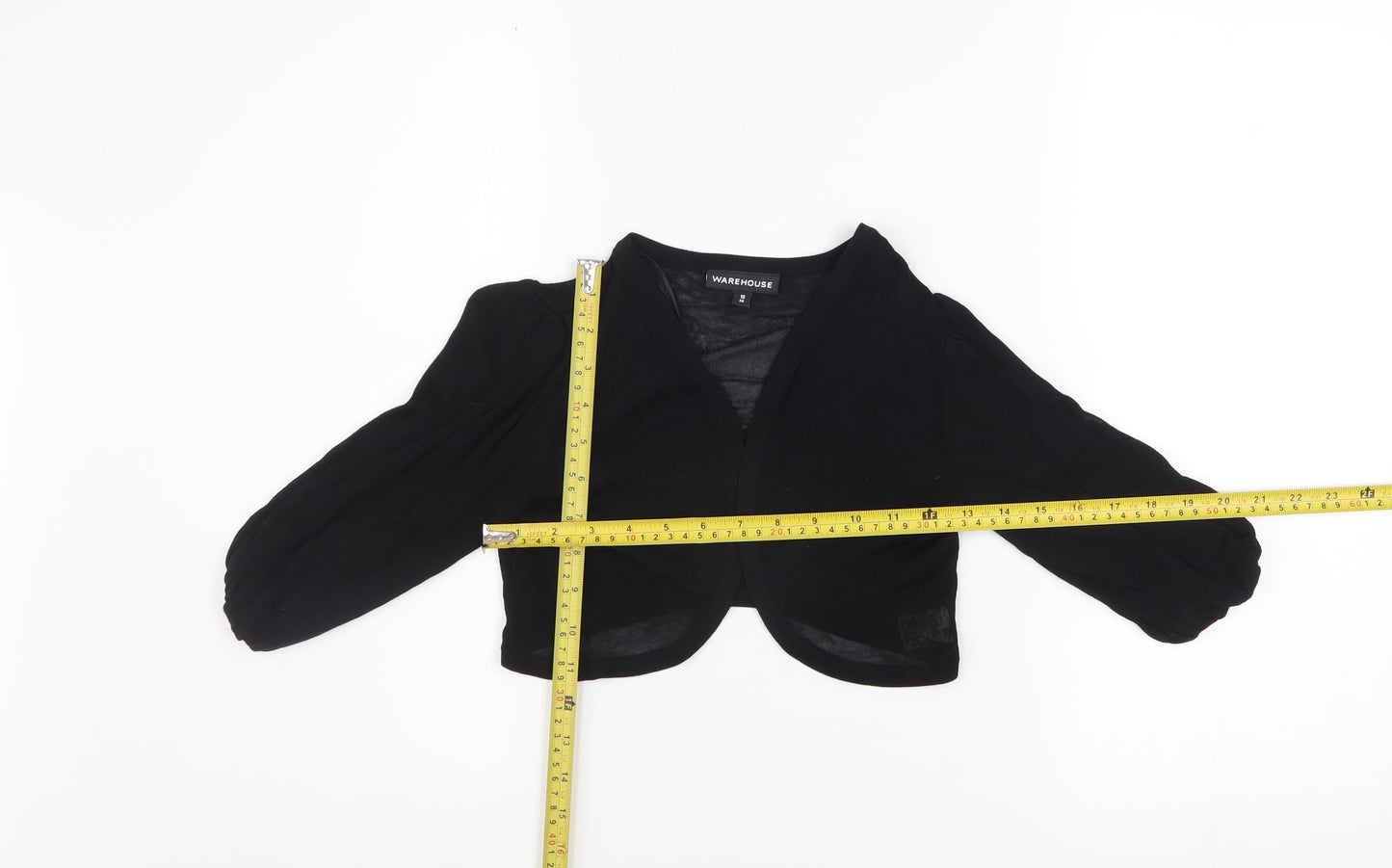 Warehouse Women's Black V-Neck Shrug Size 10 Classic Knit