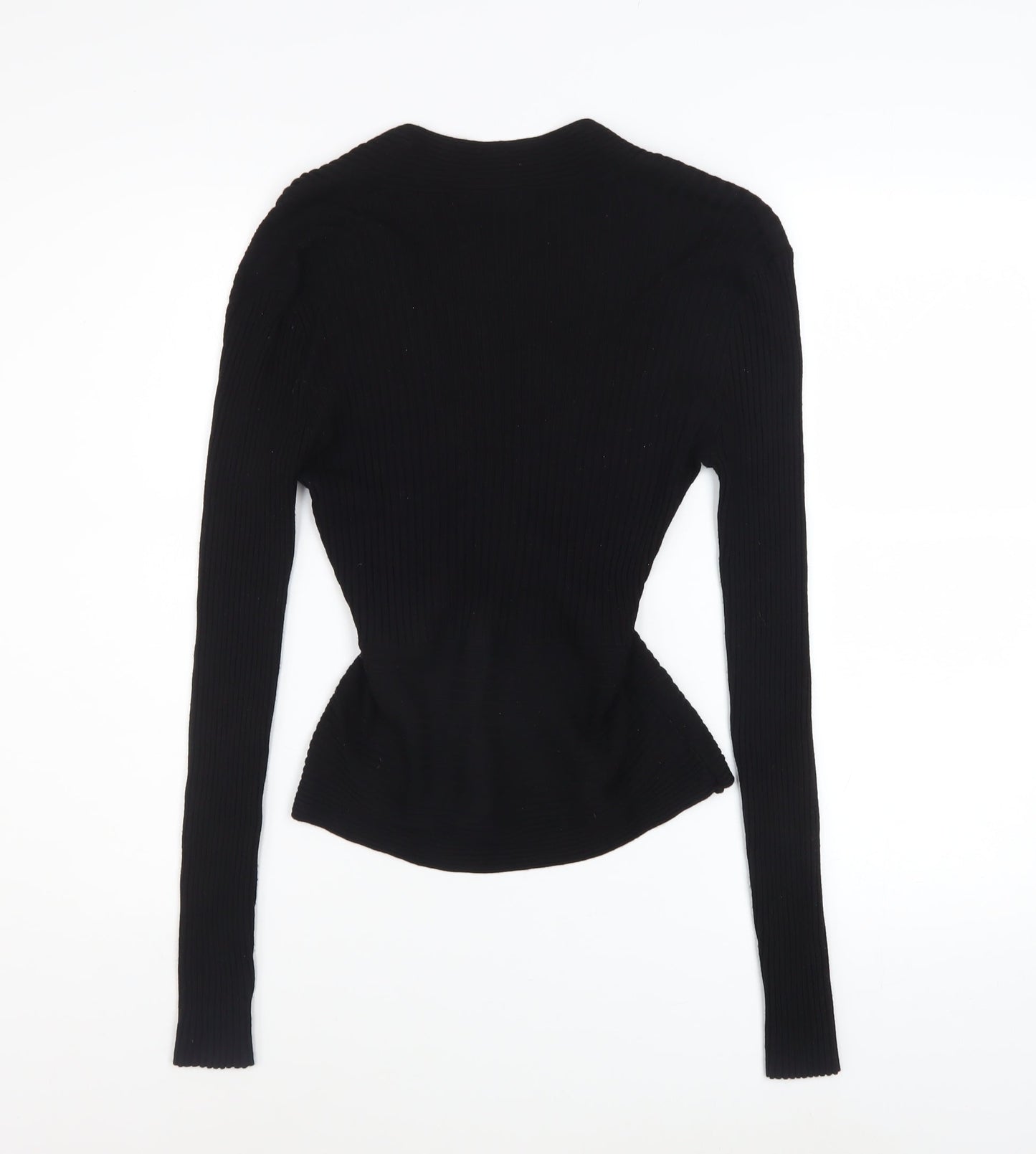 Oasis Women’s Black Wrap Knit V-Neck Jumper Size M
