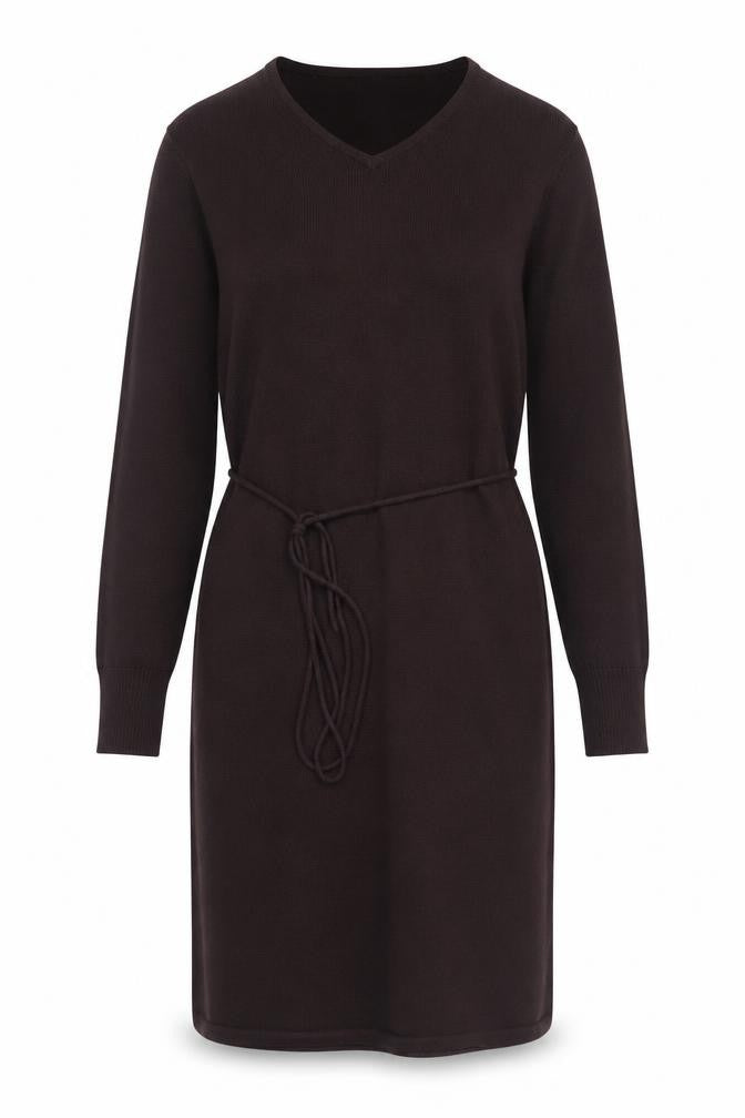 Monsoon Women’s Brown Wool Blend Long Sleeve Belted Jumper Dress Size 12