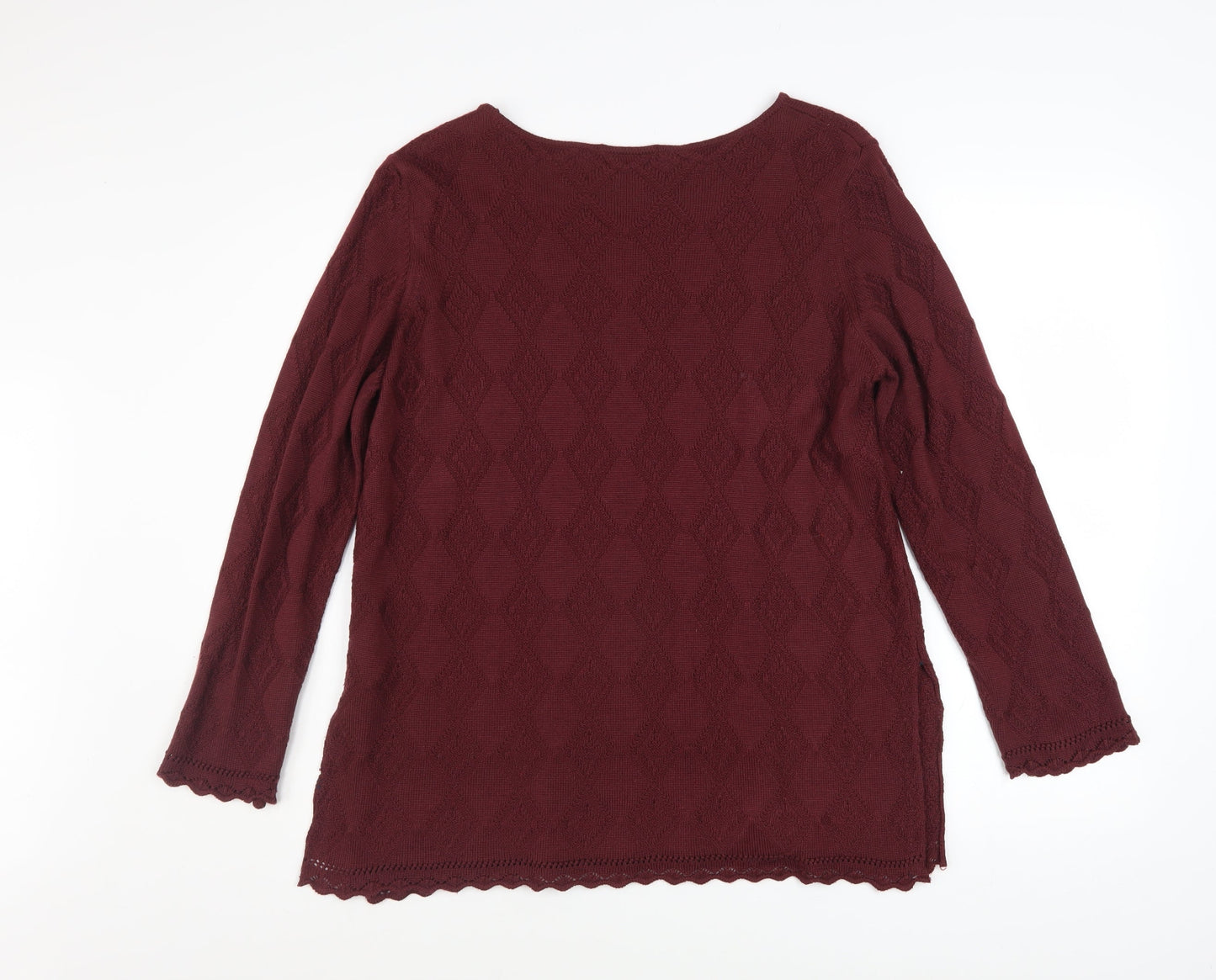 Marks and Spencer Women’s Red Textured Knit Jumper Size 14