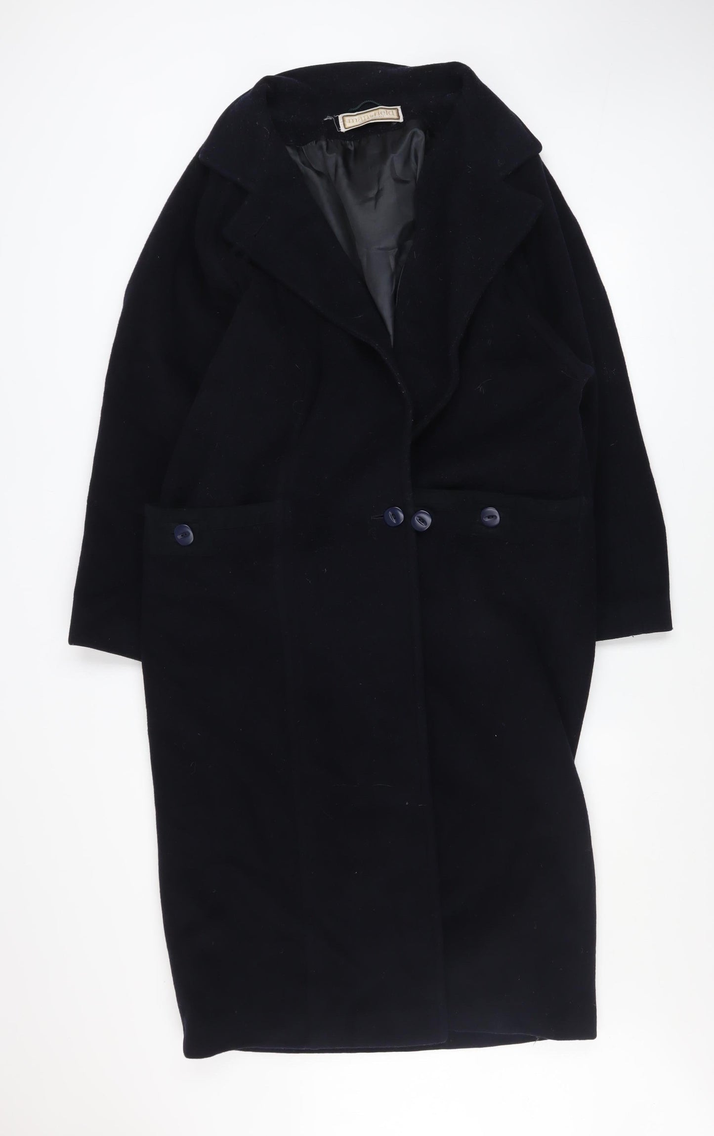 Mansfield Women's Black Wool Cashmere Long Overcoat Size 14