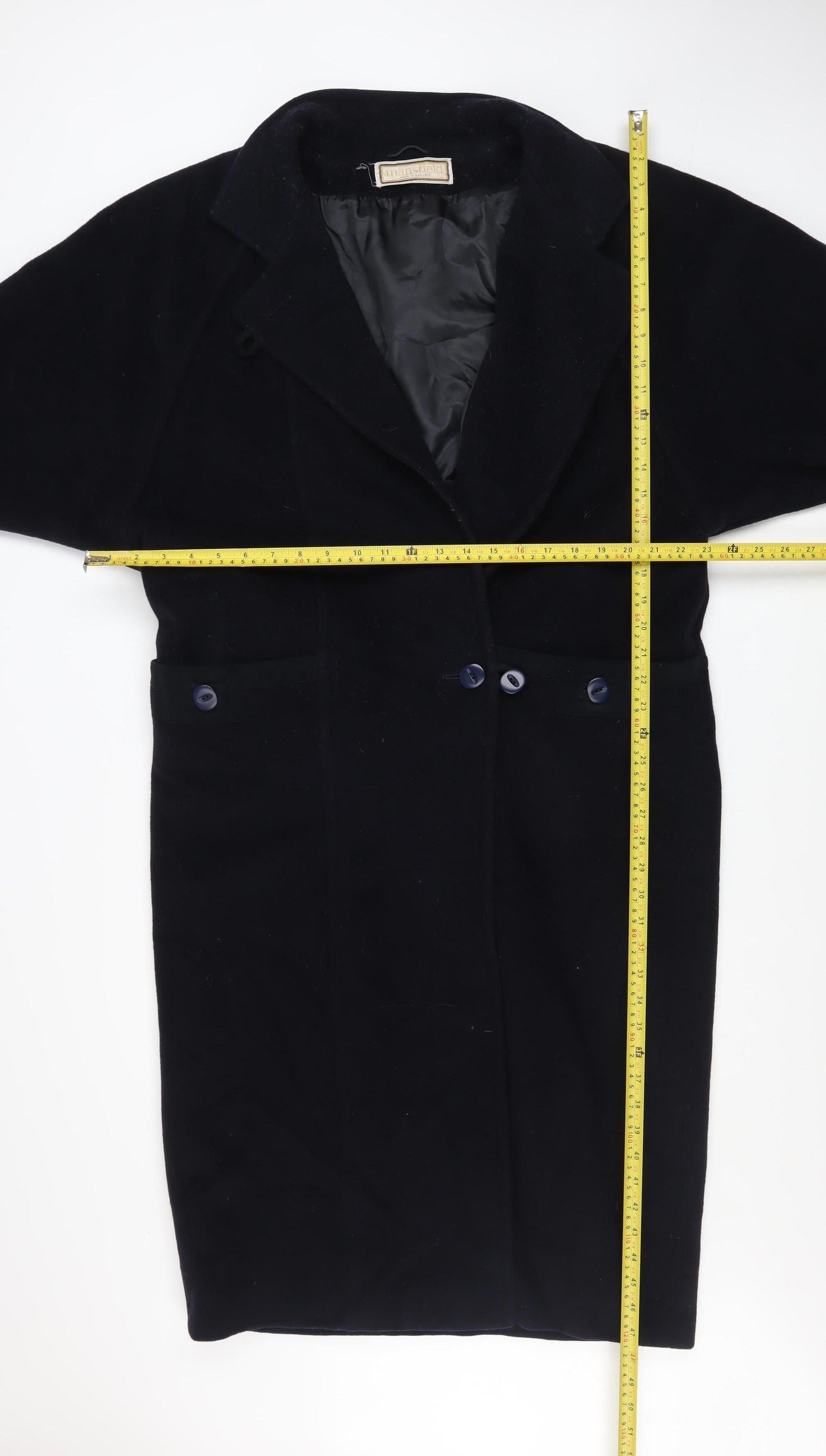 Mansfield Women's Black Wool Cashmere Long Overcoat Size 14
