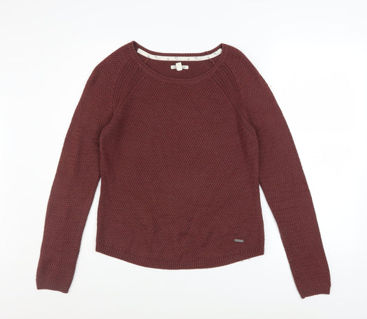 Billabong Womens Red Knit Pullover Jumper Size S Long Sleeve Crew Neck