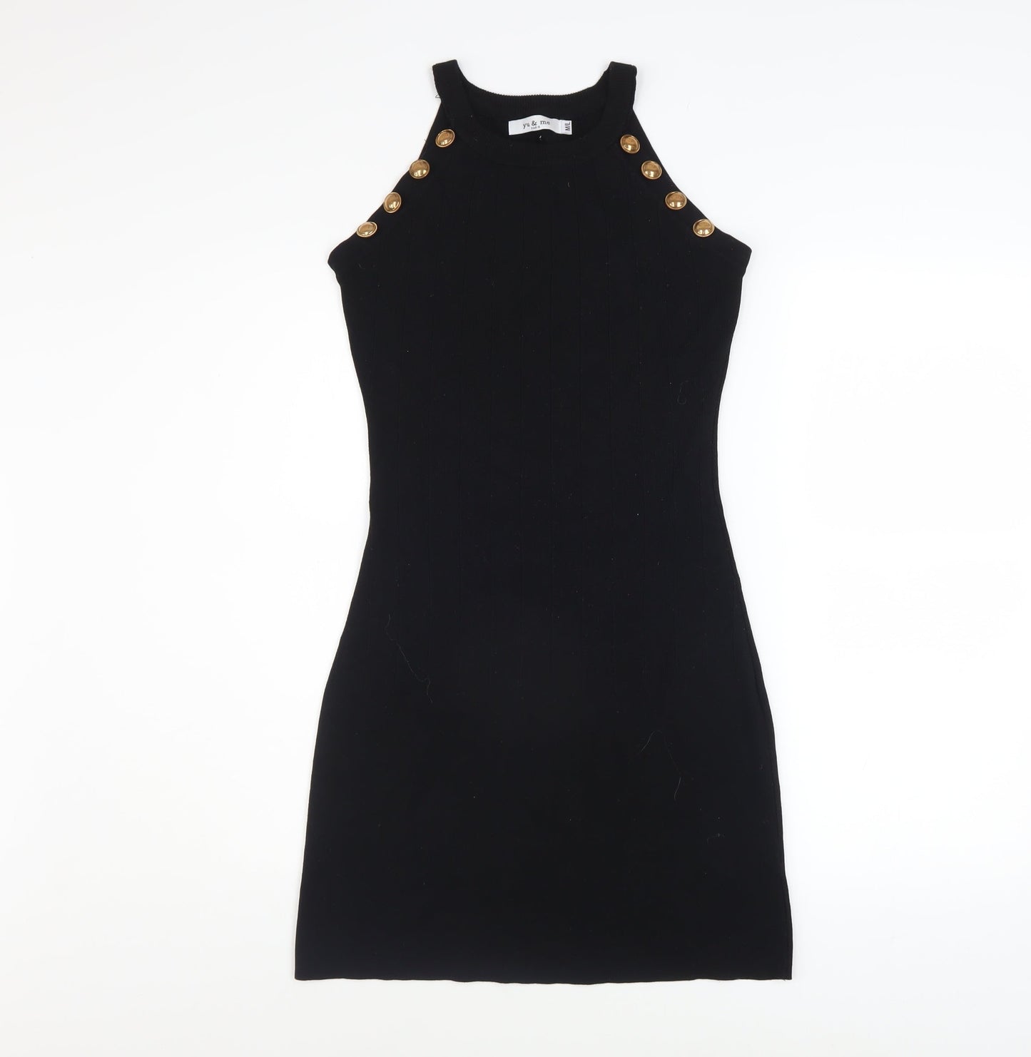 Yu & Me Women’s Black Sleeveless Bodycon Knit Halter Dress M