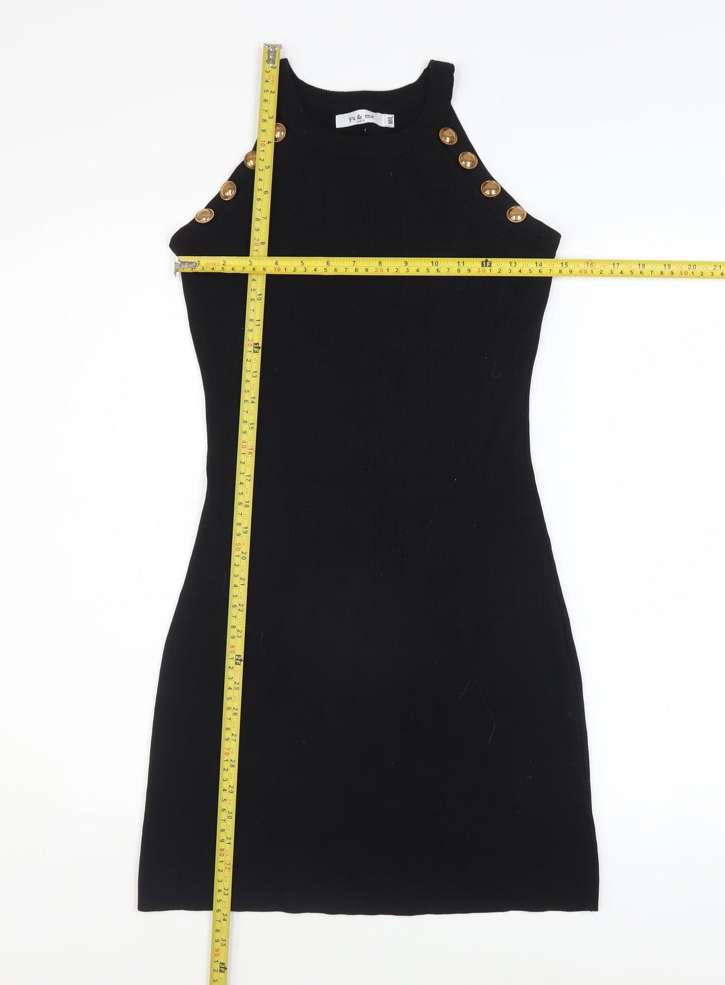 Yu & Me Women’s Black Sleeveless Bodycon Knit Halter Dress M