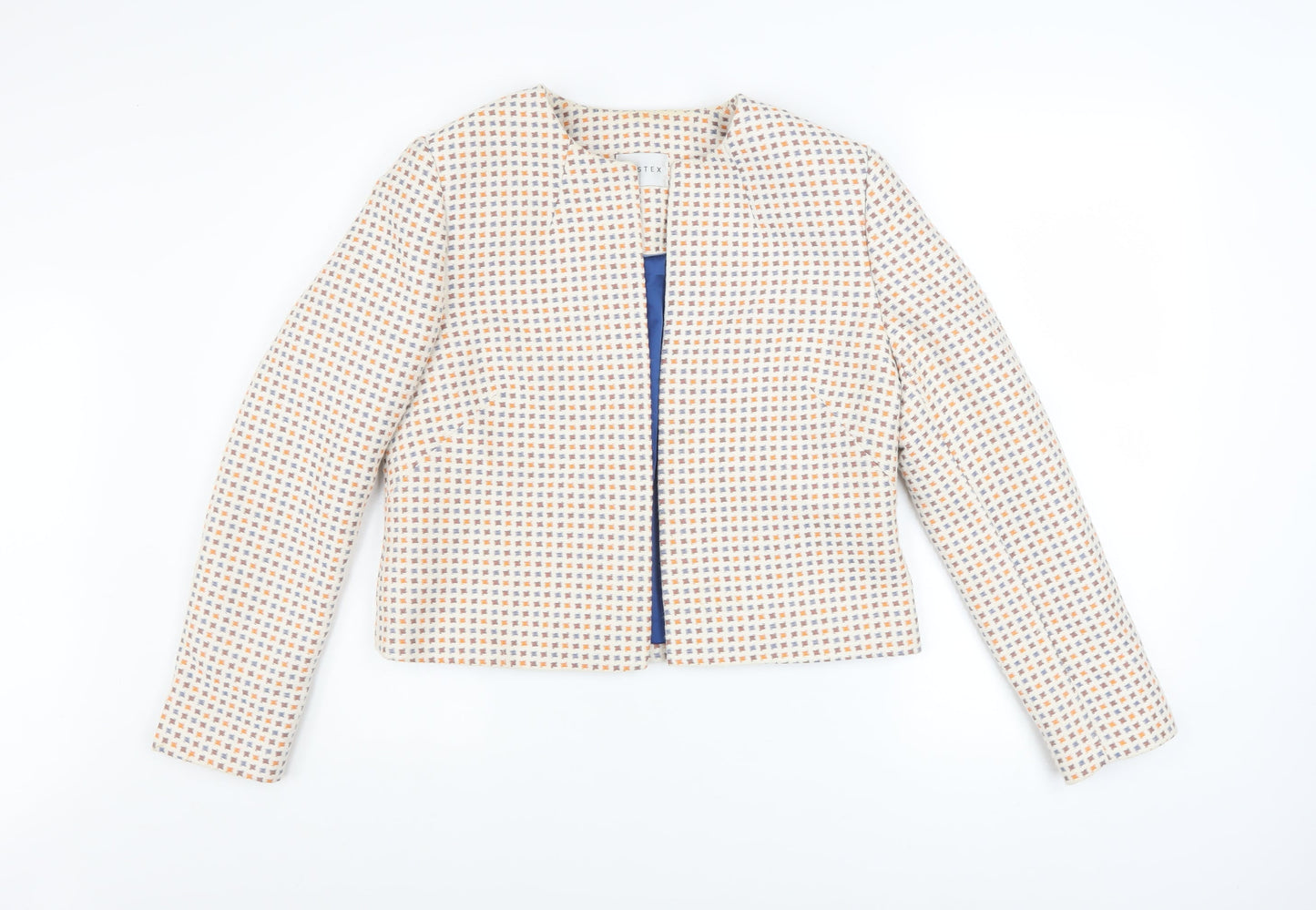 Eastex Women’s Multicoloured Tweed Jacket Size 10 Lightweight Open Front