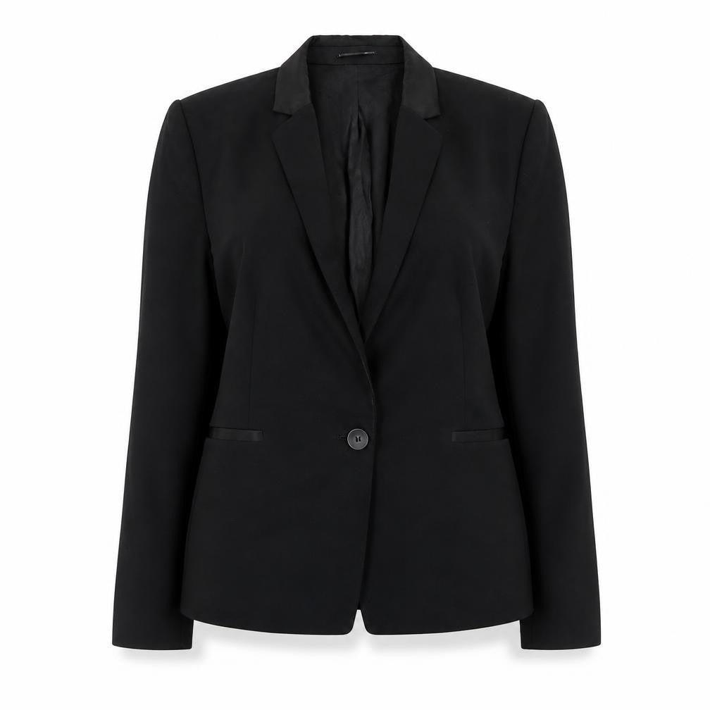 Mango Basics Women's Black Blazer UK 16 Single-Breasted Jacket