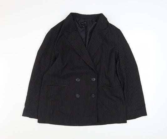 Urban Outfitters Women Black Pinstripe Double-Breasted Blazer M