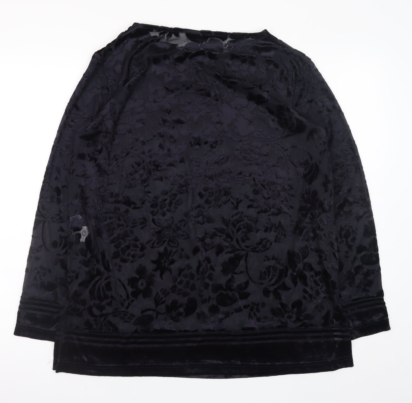 Your 6th Sense Women's Black Velvet Floral Tunic Blouse Size L