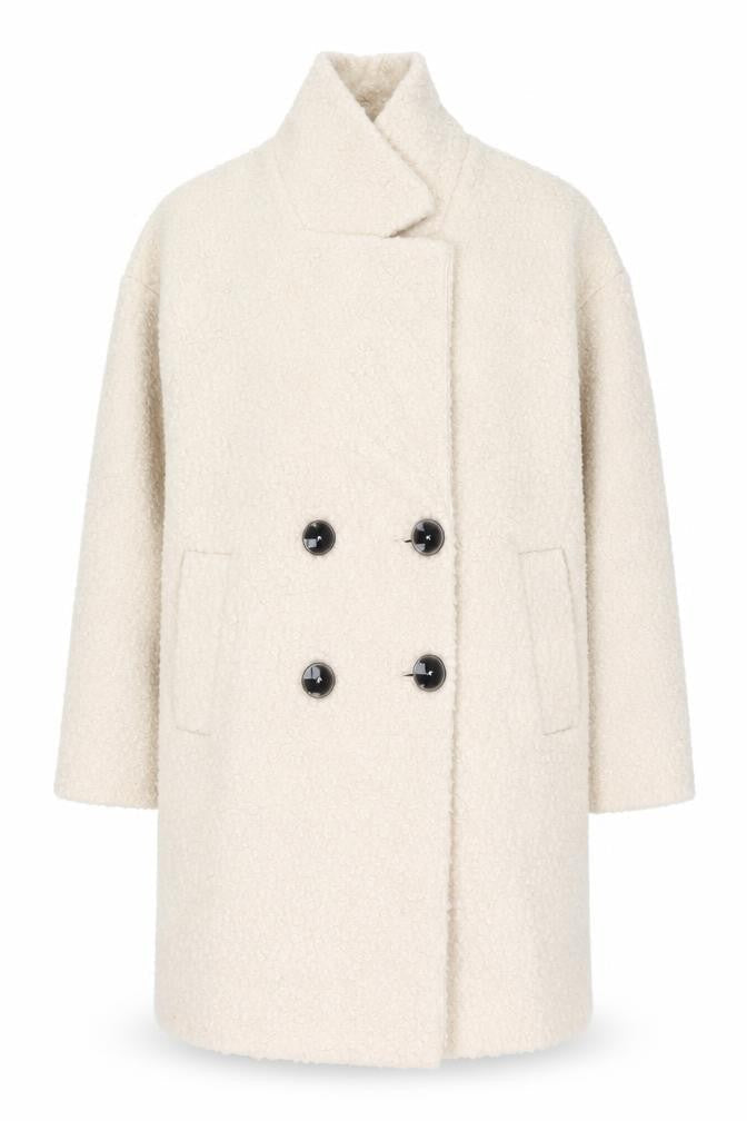 F&F Women Ivory Mid-Length Double Breasted Coat Size 8