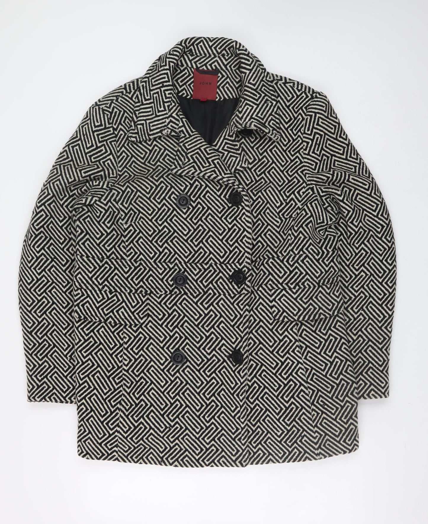 Designers at Debenhams Women Black White Wool Pea Coat Size 18