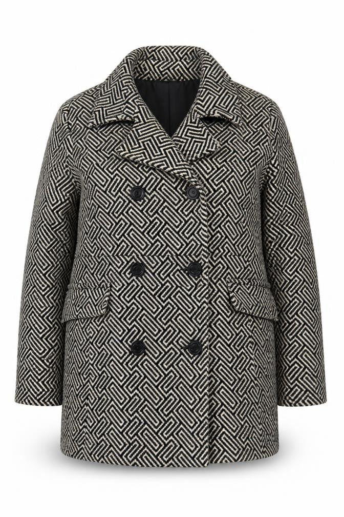 Debenhams Women Black White Wool Pea Coat Size 18