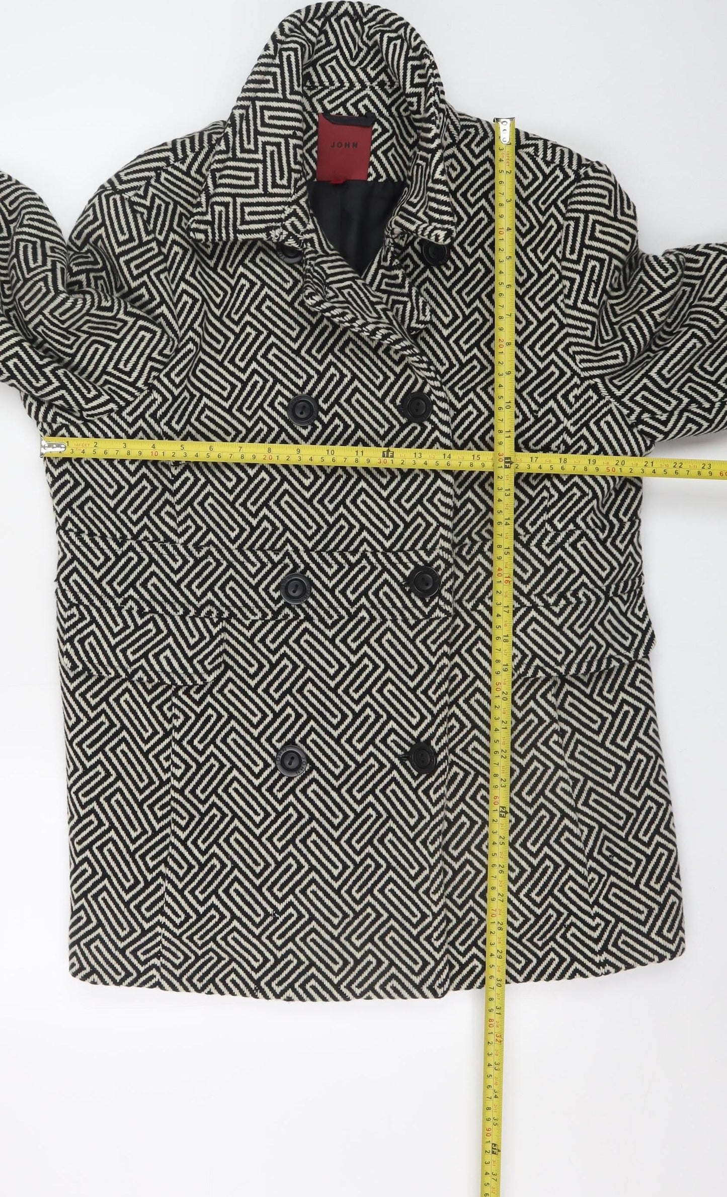 Designers at Debenhams Women Black White Wool Pea Coat Size 18