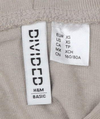 H&M Divided Women Beige Cotton Cropped Pullover Hoodie XS