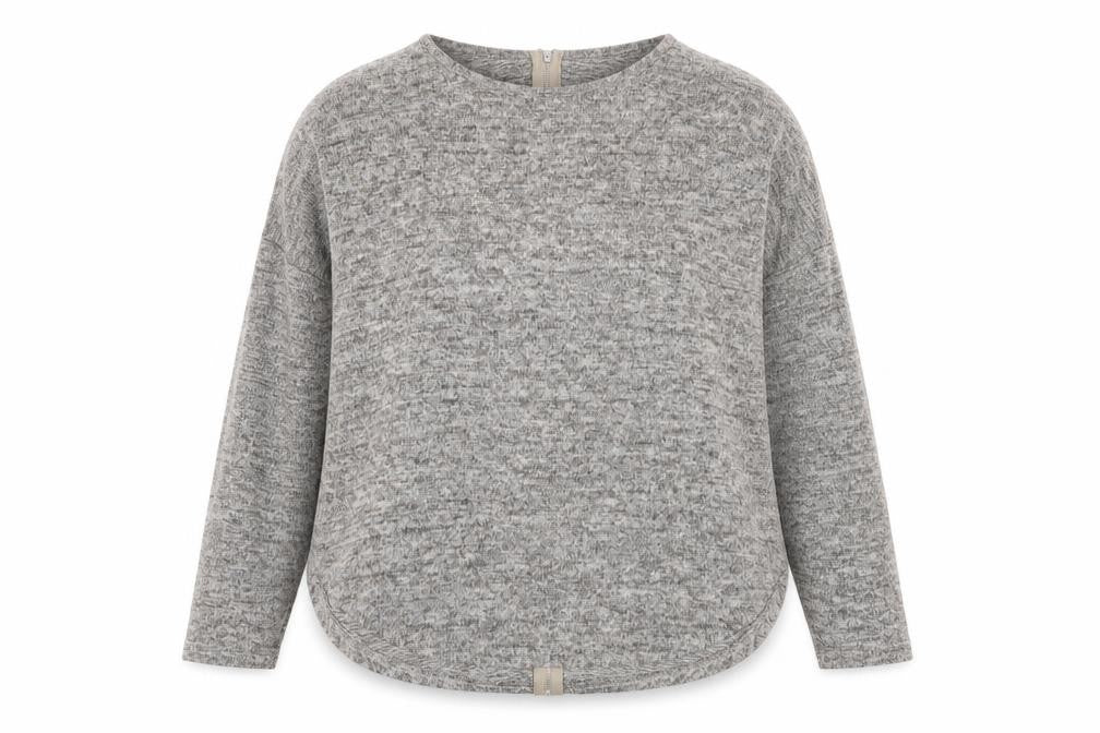 New Look Women Grey Pullover Sweatshirt L Long Sleeve Zip Back