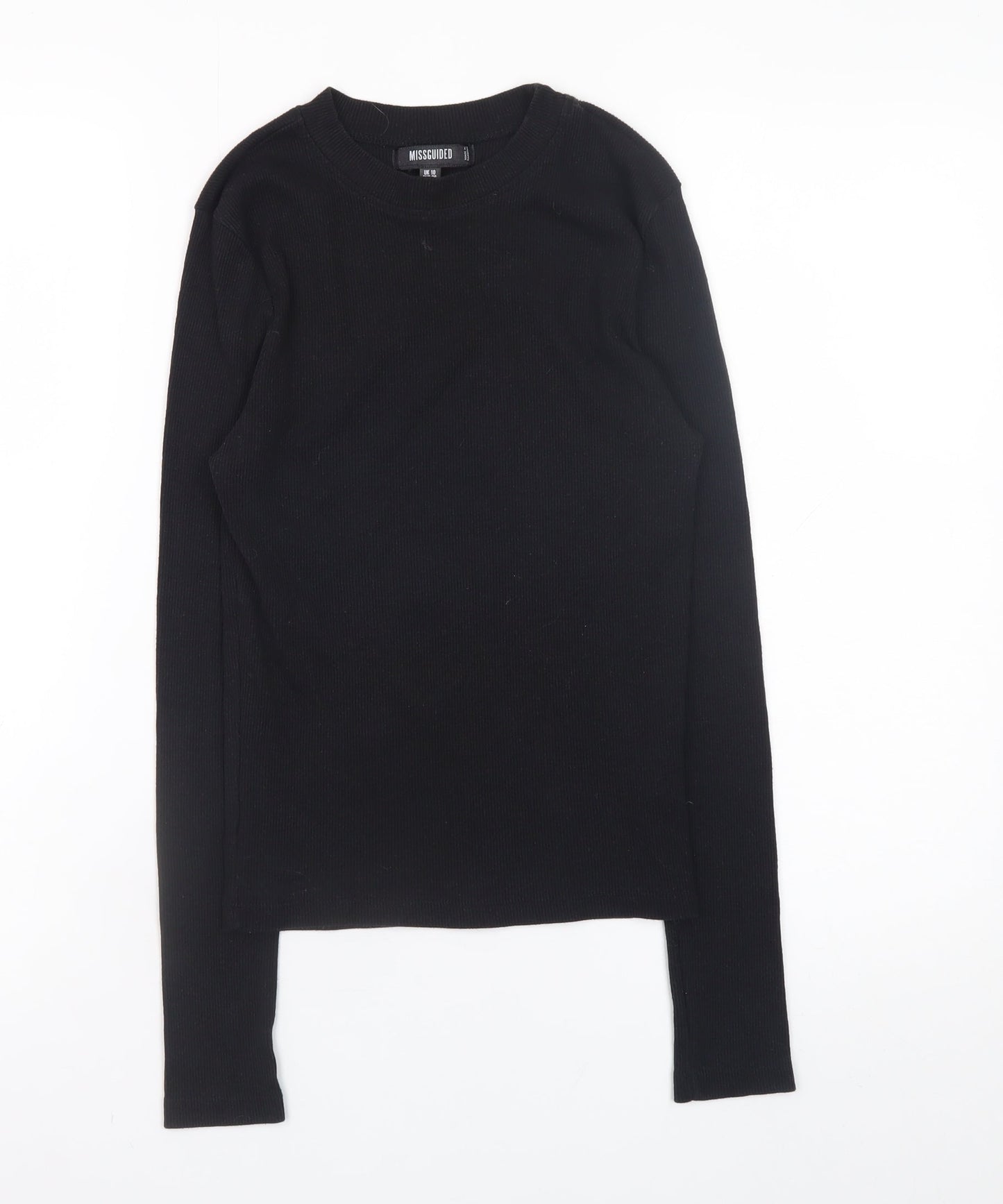 Missguided Women's Black Long Sleeve Slim Fit Basic Top UK 10