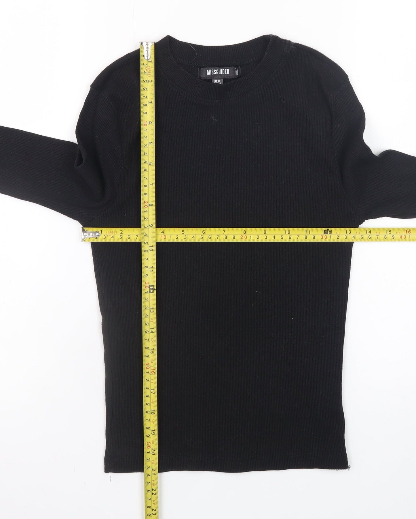 Missguided Women's Black Long Sleeve Slim Fit Basic Top UK 10