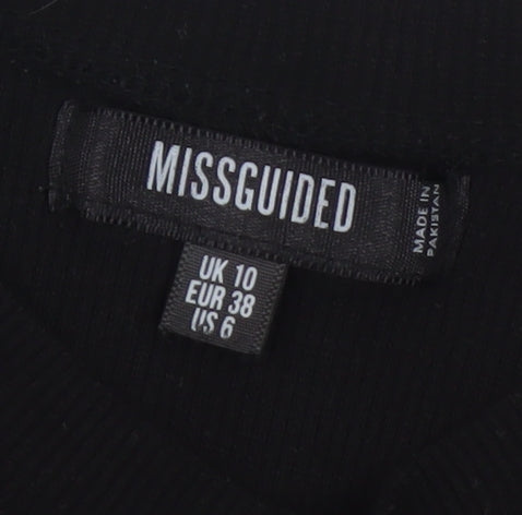 Missguided Women's Black Long Sleeve Slim Fit Basic Top UK 10