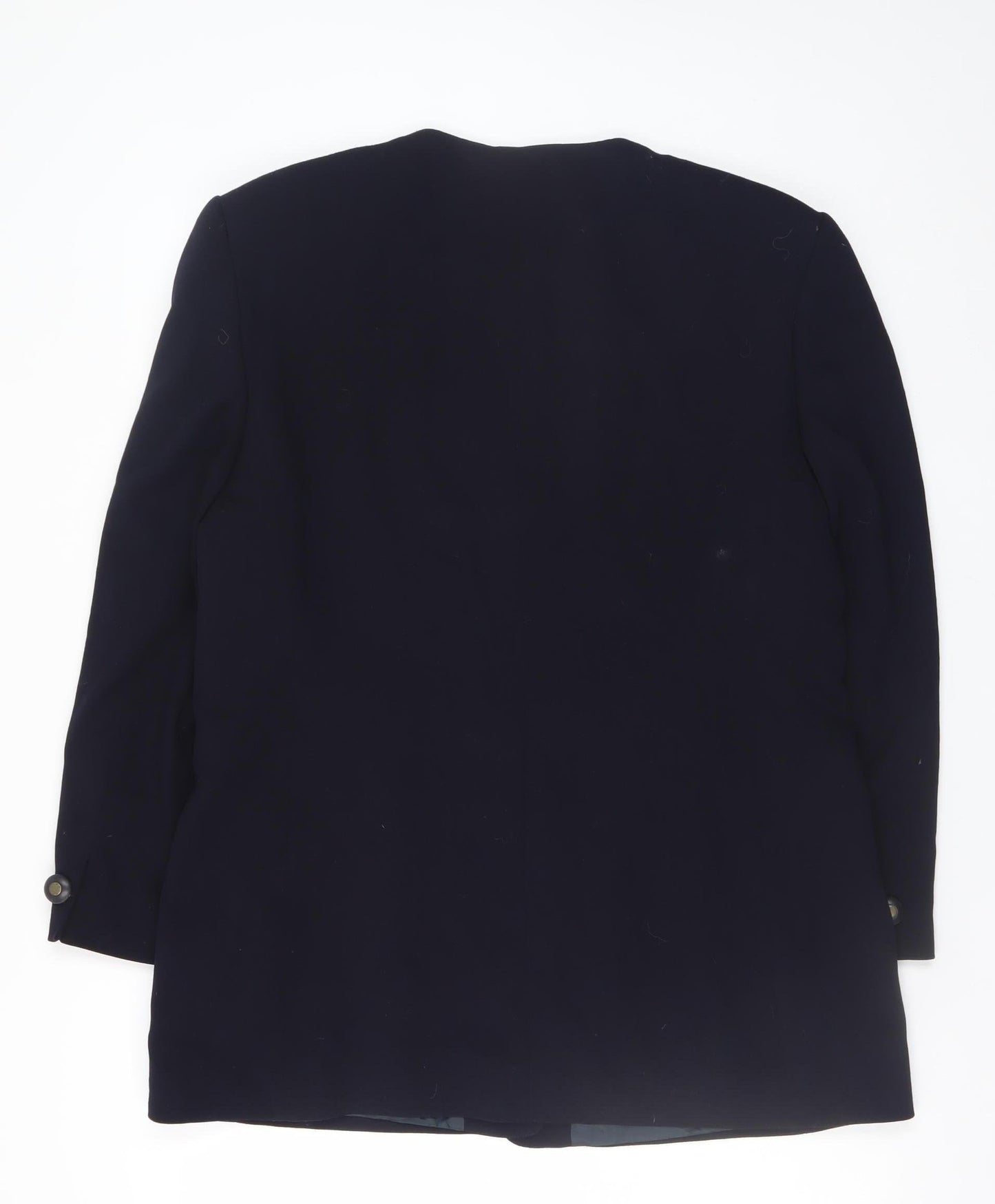 Viyella Women's Black Wool Blend Collarless Mid-Length Jacket UK 16