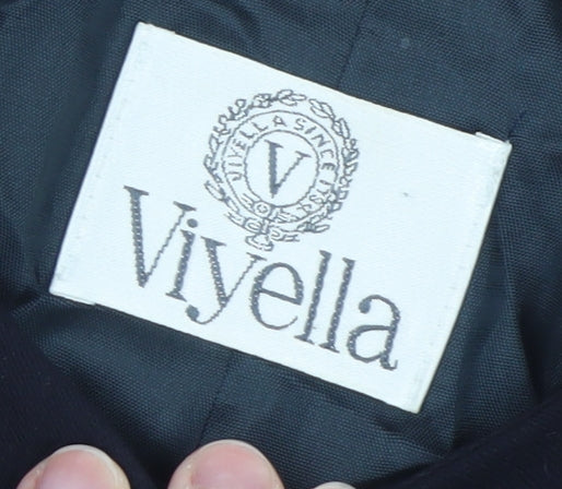 Viyella Women's Black Wool Blend Collarless Mid-Length Jacket UK 16