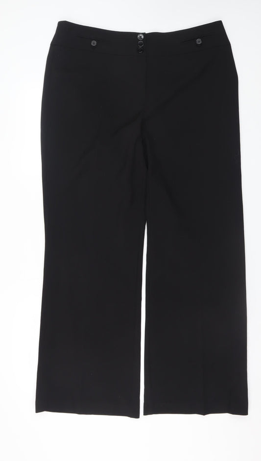 BHS Womens Black Straight Leg Dress Pants Size 16 Polyester Blend