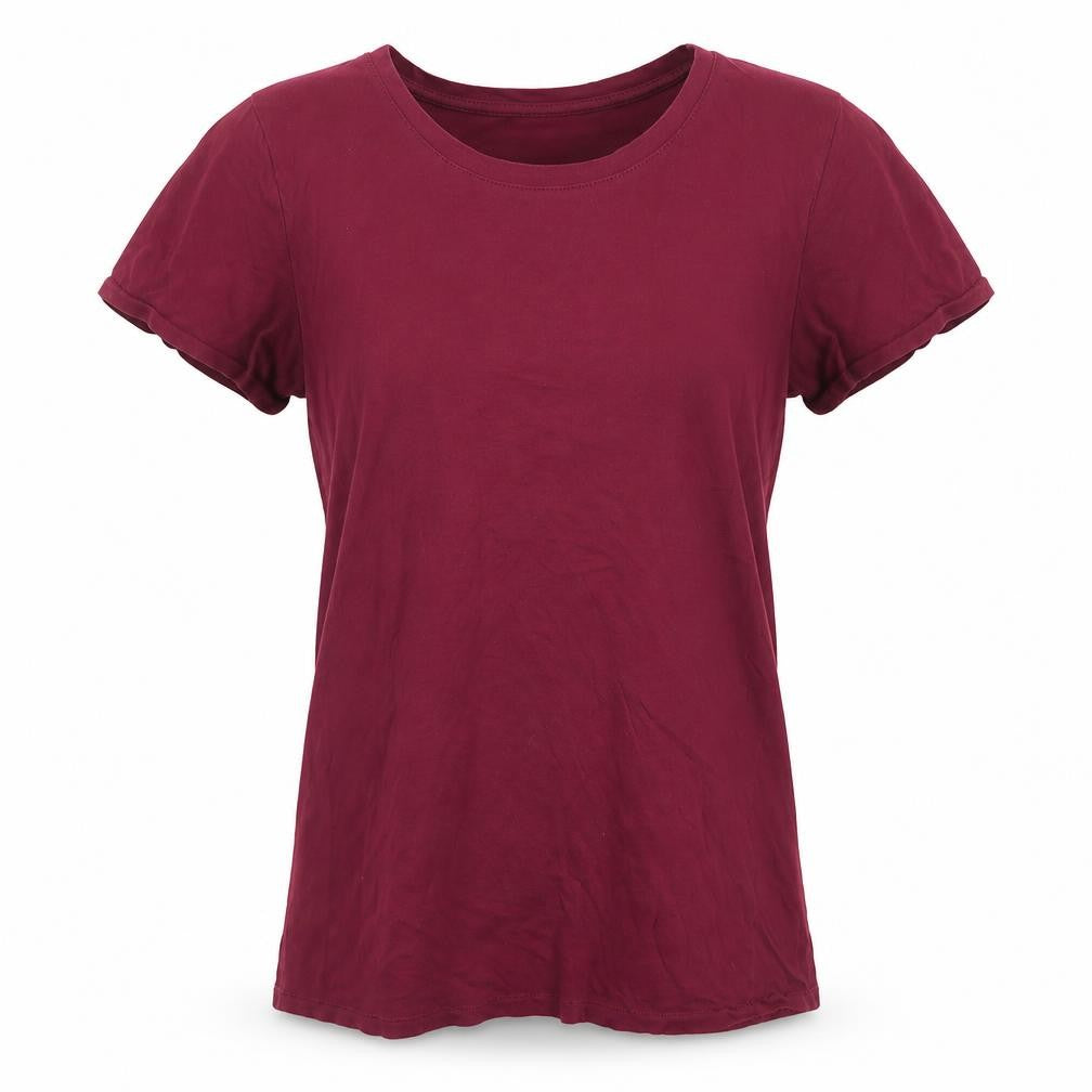 H&M Women Red Basic Cotton Crew Neck Short Sleeve T-Shirt M