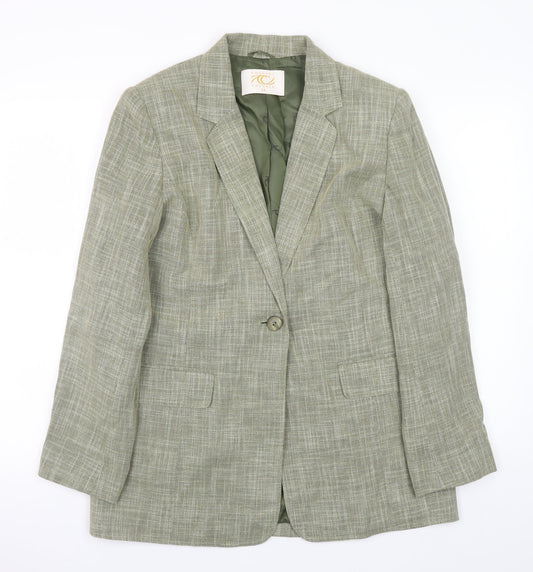 Country Casuals Women Green Size 12 Wool Blend Check Blazer Jacket