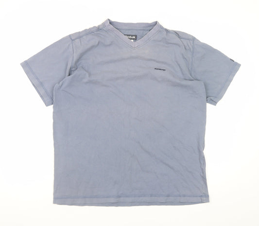 Reebok Men's Blue V-Neck Short Sleeve Cotton T-Shirt Size L